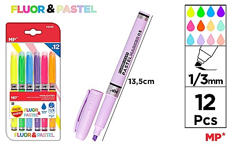 Textlinere - TEXTMARKER IPB FLOUR/PASTEL 12/SET VARF 1MM-3MM PE518