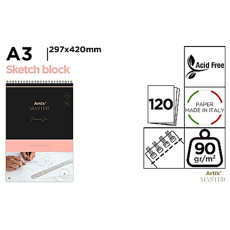 FINE ARTS&GRAPHICS - BLOC SCHITE IPB A3 ARTIX SPIRA 120F 90GR/M2 PB1013