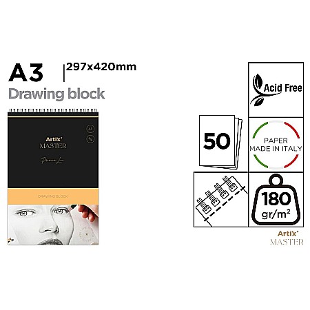 FINE ARTS&GRAPHICS - BLOC DESEN SCHITE IPB A3 ARTIX SPIRA 50F 180GR/M2 PB1019