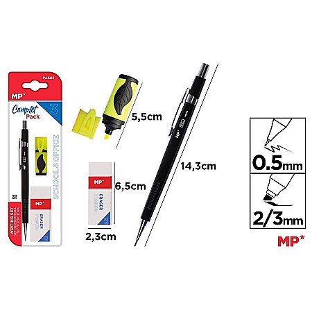 Creioane mecanice - SET DE SCRIS IPB CREION MECANIC 0.5MM + RADIERA+ MINI TEXTMARKER PA662