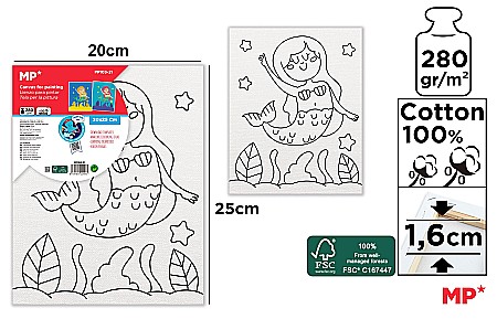 Panza/ Carton panzat pentru pictura - RAMA CU PANZA PREDESENATA IPB 20*25CM SIRENA PP103-21