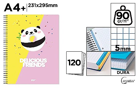 Caiete scolare - CAIET A4+ IPB 120F SPIRA COPERTA CARTON - DELICION FRIENDS, PATRATELE PB147-07