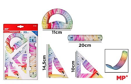 RECHIZITE SCOLARE - SET GEOMETRIE IPB 4 PIESE FELEXIBIL FANTASY RAINBOW PA159P