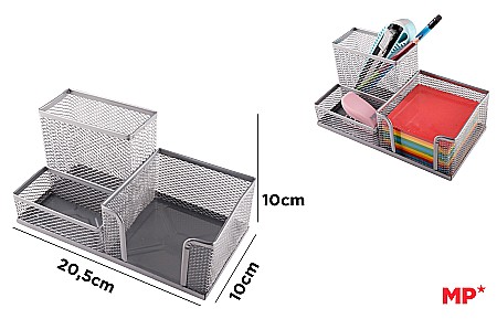 ARTICOLE DE BIROU - SUPORT BIROU IPB PLASA METALICA 3 COMPARTIMENTE ARGINTIU PA904PL