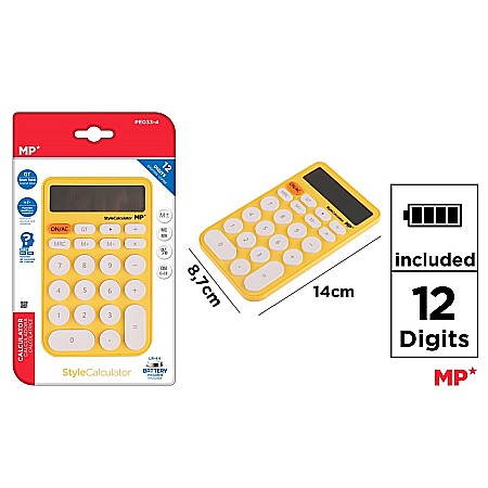 Calculatoare de birou - CALCULATOR STYLE IPB 12DIG GALBEN PE033-4
