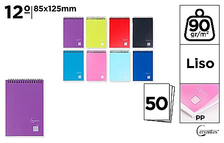 Carnetele scolare - NOTES PP IPB 85*125MM VERTICAL SPIRA 50F VELIN CULORI ASORTATE PB228