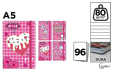 Carnetele scolare - NOTES IPB A5 CERVANTES CU ELASTIC HAPPY PB829-68