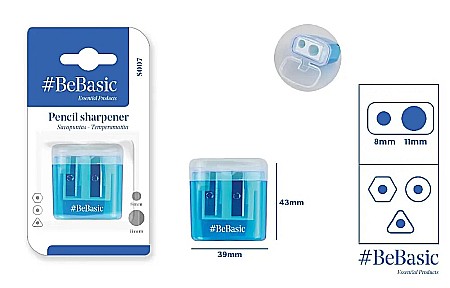 Ascutitori - ASCUTITOARE DUBLA CU CONTAINER BeBasic PLASTIC CULORI PASTEL S007