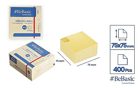 Cuburi de hartie - POST IT CUB BeBasic 75*75MM 400F GALBEN PASTEL S027