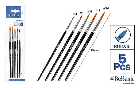 Pensule scolare set - SET PENSULE BeBasic VF ASCUTIT NR.2,4,6,8,10 5/SET S044