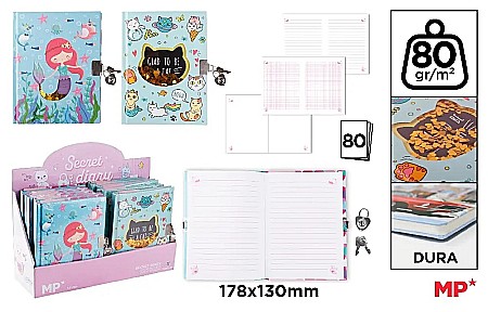 Jurnale cu cheita/ lacat/ magnet - JURNAL CU LACAT IPB 178*130MM 80F CERVANTES MEOW PB891-04