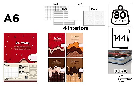 Carnetele/ notesuri/ bloc-notesuri - NOTES IPB A6 144 FILE FANTASY ICE CREAM CLAPA MAGNETICA PB476-37