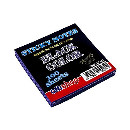 Notite autoadezive - RO POST IT OFFISHOP 75*75MM 100FILE/SET NEGRU OF443/30477