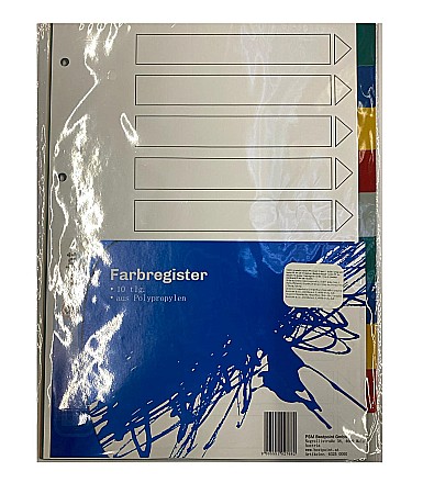 ORGANIZARE SI ARHIVARE - EU SEPARATOR INDEX  PLASTIC A4 10 CULORI 221040
