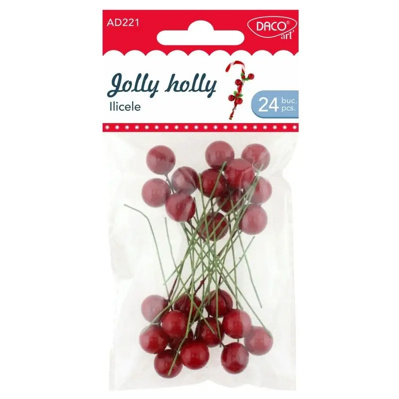 Materiale de Baza pentru Decoratiuni Craciun - ACCESORII CRAFT DACO AD221 ILICELE ROSII