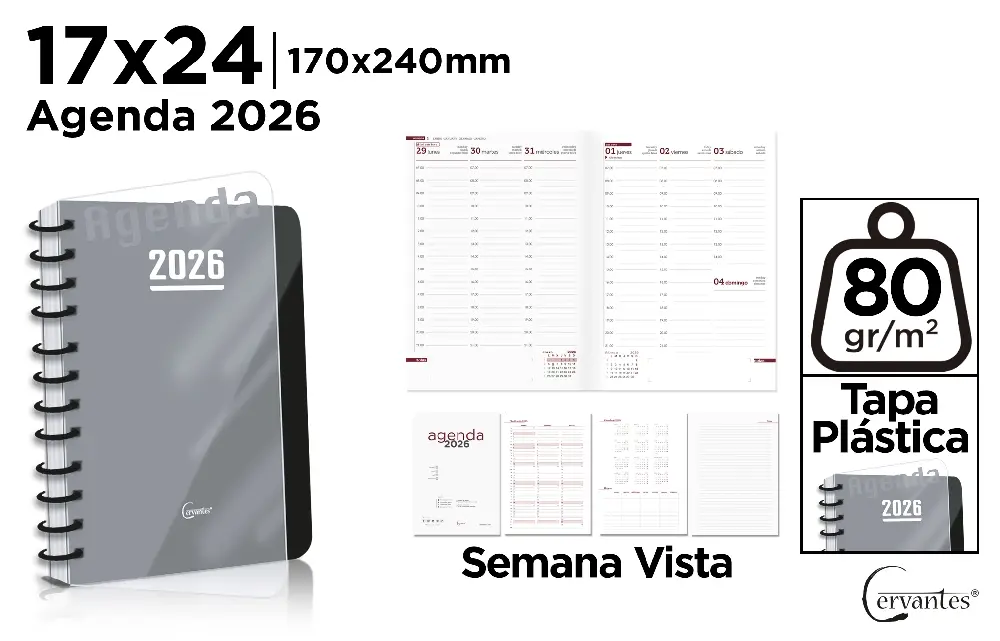Agende 2026 - AGENDA IPB  2026 SPIRA 17*24 CM  SAPTAMANALA PB26-47-1