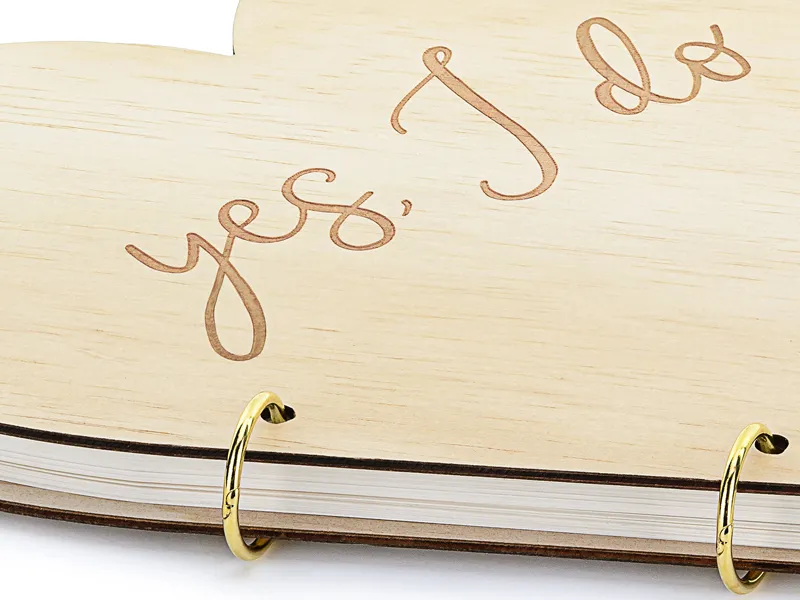 Guest Book Nuntă Inimă Lemn 26.5x25cm 40 File KG9 [2]