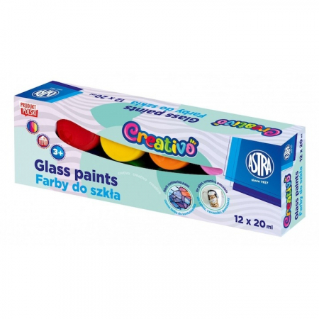 Vopsele Sticla/ Portelan - AS VOPSEA PENTRU STICLA SI PORTELAN 12/SET 20ML ASTRA CREATIVO 301124007
