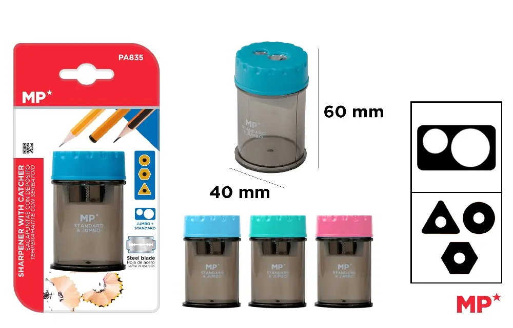 RECHIZITE SCOLARE - ASCUTITOARE DUBLA CU CONTAINER IPB PLASTIC CULORI ASORTATE PA835