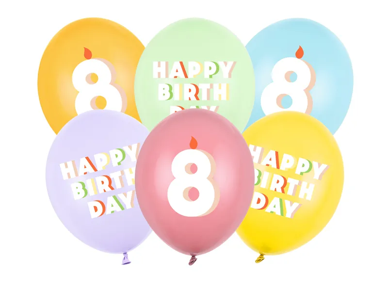 BALOANE Balloons 30 cm, Happy Birthday 8, mix, 6/SET SB14P-358-000-6 [1]