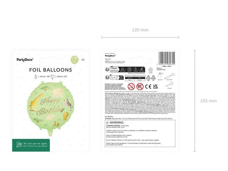 Balon Folie Happy Birthday Safari 35x35cm FB388 [4]