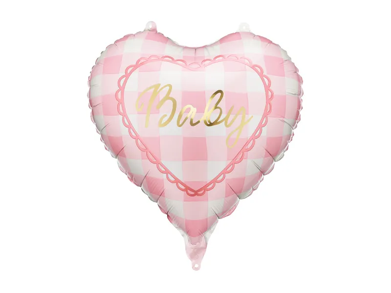 Baloane Folie Aluminiu - Balon Folie Inimă Baby 35cm Roz FB352 -