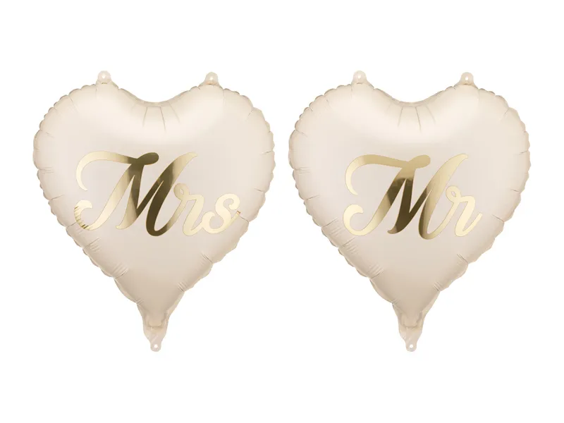 Ziua indragostitilor & Dragobete - BALON FOLIE ALUMINIU Hearts MR and MRS, 45cm mix 2/set FB343