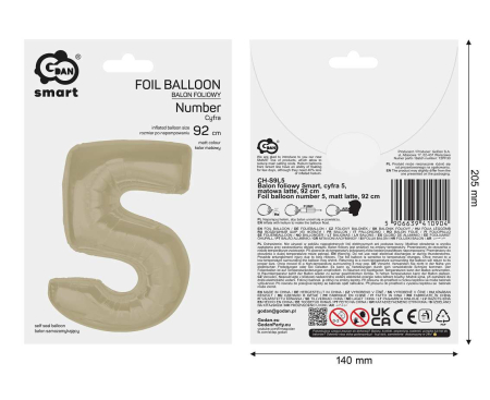 Balon Folie Cifra 5 Matt Latte 92cm GoDan [2]