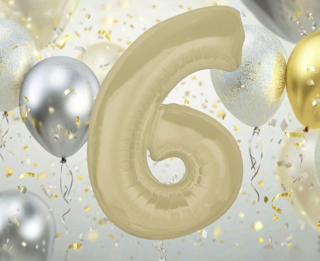ARTICOLE PARTY - Balon Folie Cifra 6 Matt Latte 92cm GoDan