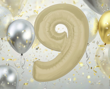 Baloane Folie Aluminiu - Balon Folie Cifra 9 Matt Latte 92cm GoDan
