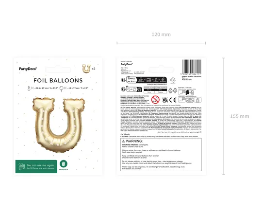 Balon Folie Potcoavă Ghirlandă Aurie 18x19cm 3buc FB278S-019 [3]