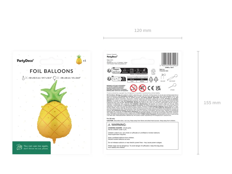 Balon Folie Ananas Galben/Verde 38x68cm FB417 [5]