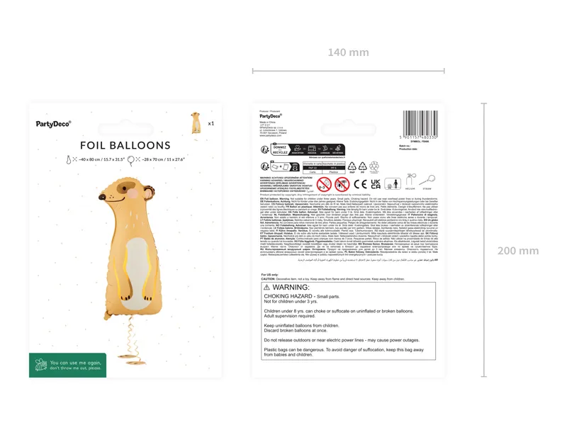 Import - BALON FOLIE ALUMINIU Standing foil balloon Meerkat, 28x70cm, mix FB406