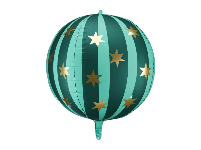 Baloane Folie Aluminiu - Balon Folie Sferă Verde Mat cu Stele Aurii 50cm FB243-012