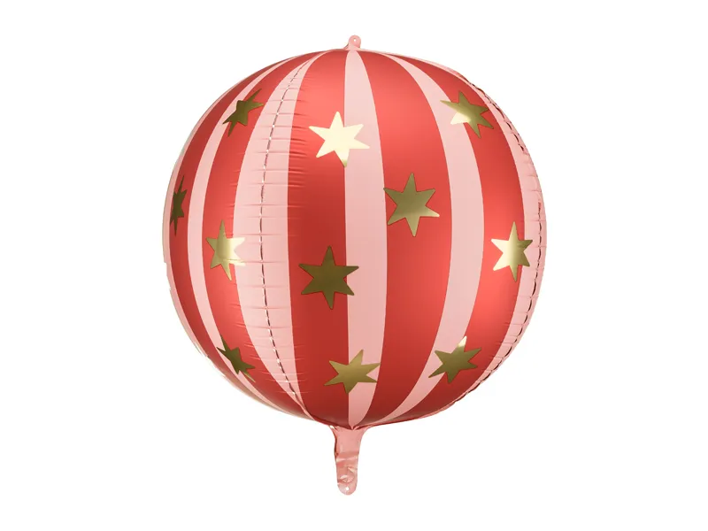 Baloane Folie Aluminiu - Balon Folie Sferă Roșu Mat cu Stele Aurii 50cm FB243-007