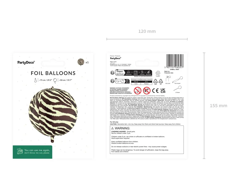 Balon Folie Sferă Zebra Stripes 50cm FB407 [4]