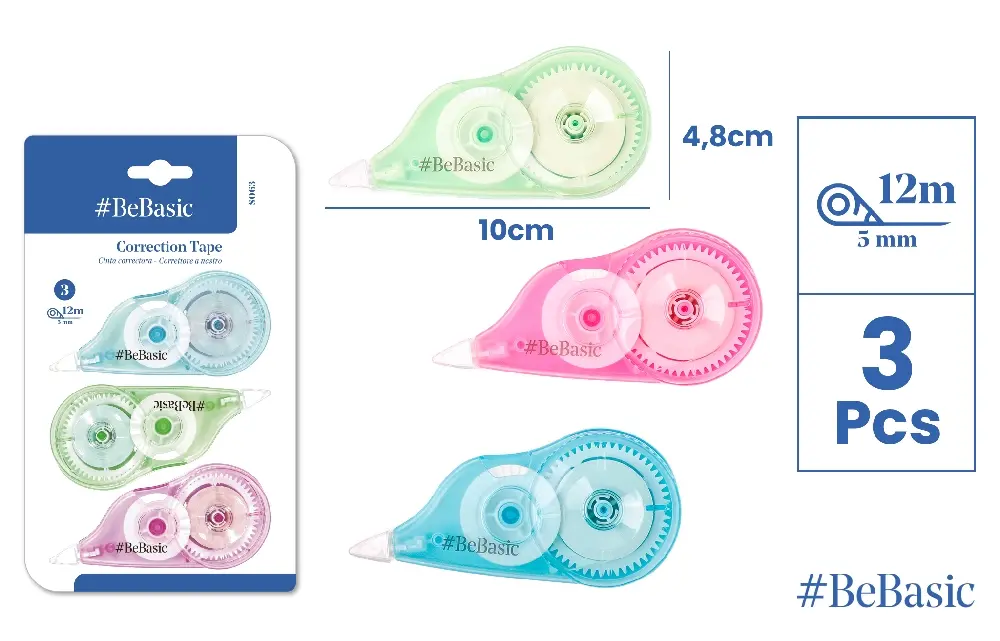 Corectoare - BANDA CORECTOARE BeBasic 5MM*12M 3/SET S063
