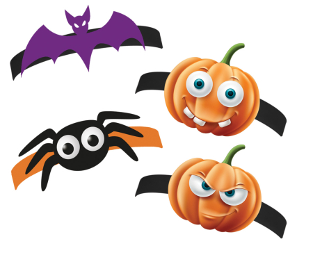 Halloween - BENTITA HARTIE CU ELASTIC HALLOWEEN BOO 4/SET RV-OBOO