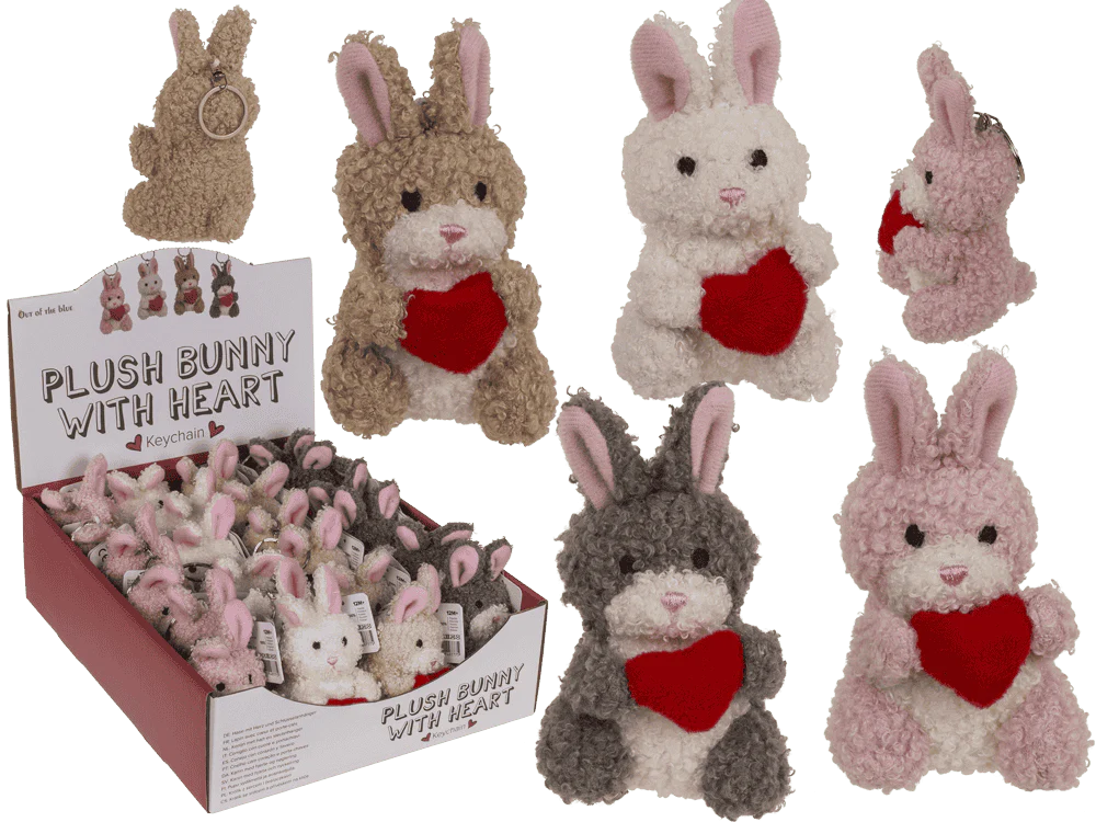 ARTICOLE COPII - BRELOC CHEI 8CM IEPURAS CU INIMIOARA 62/6177