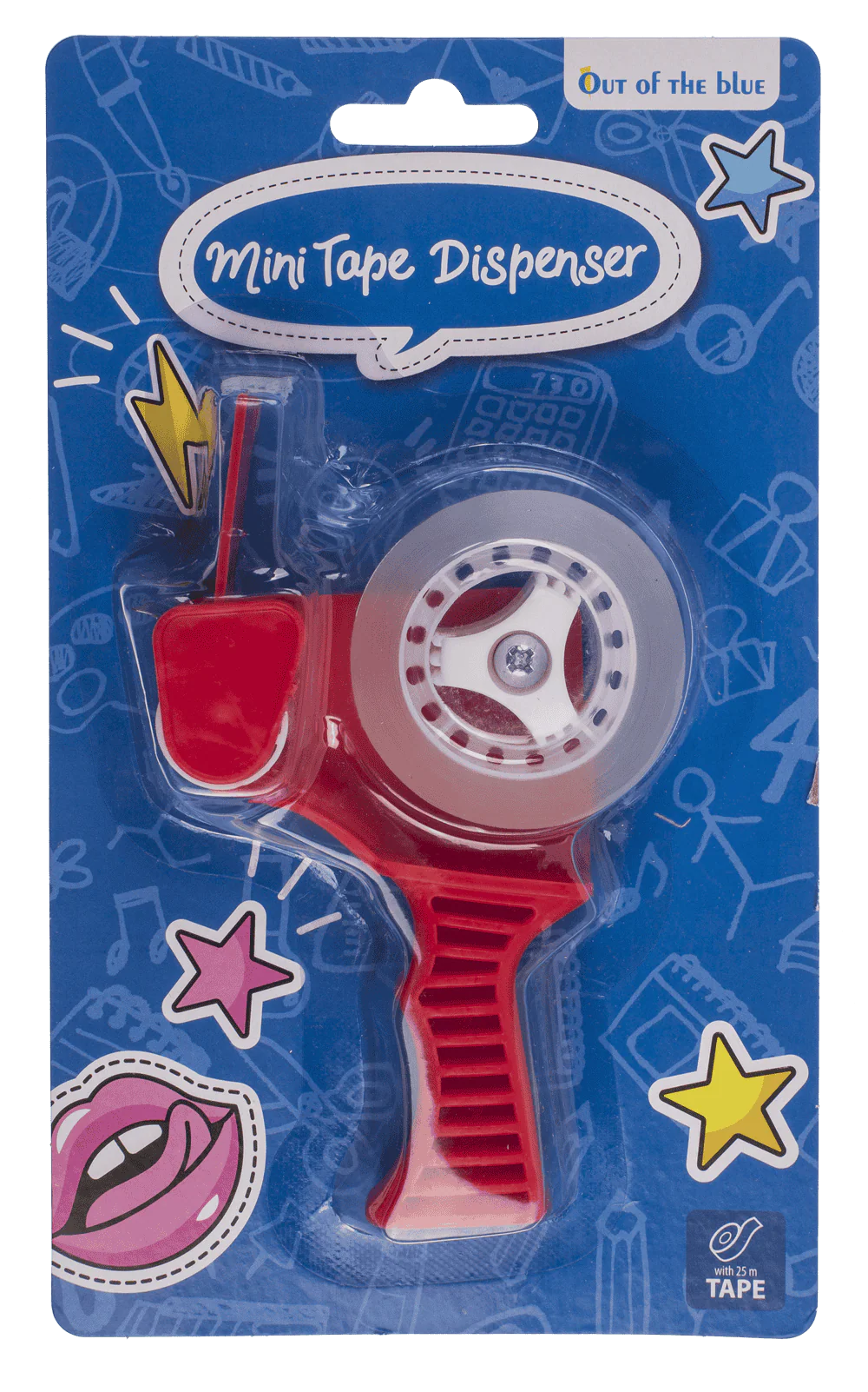 MINI DISPENSER CU BANDA ADEZIVA 7x3x12.5CM, 25M, ROSU/NEGRU 29/2781 [1]