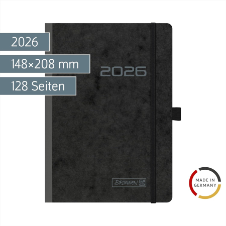 AGENDA DATATA SAPTAMANAL BRUNNEN A5 2026, CU ELASTIC, COPERTA CARTON FLEXIBIL NEGRU 79602906 [1]