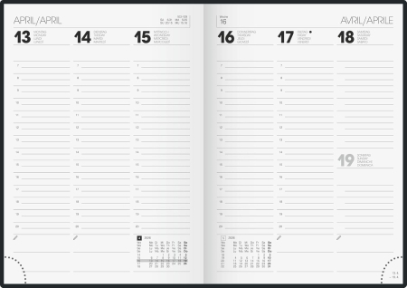 AGENDA DATATA SAPTAMANAL BRUNNEN A5 2026, CU ELASTIC, COPERTA CARTON FLEXIBIL NEGRU 79602906 [2]