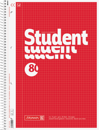 Caiete scolare - CAIET A4 80F SPIRA SI PERFORATII ROSU PATRATELE 69942