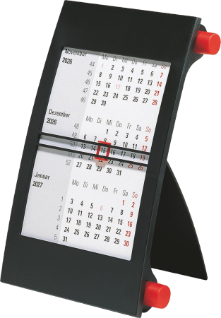 AGENDE, CALENDARE, PLANNERE - CALENDAR BIROU 2026-2027 TRIPTIC CADRU PLASTIC CU BUTON ROTATIV ROSU 38000206