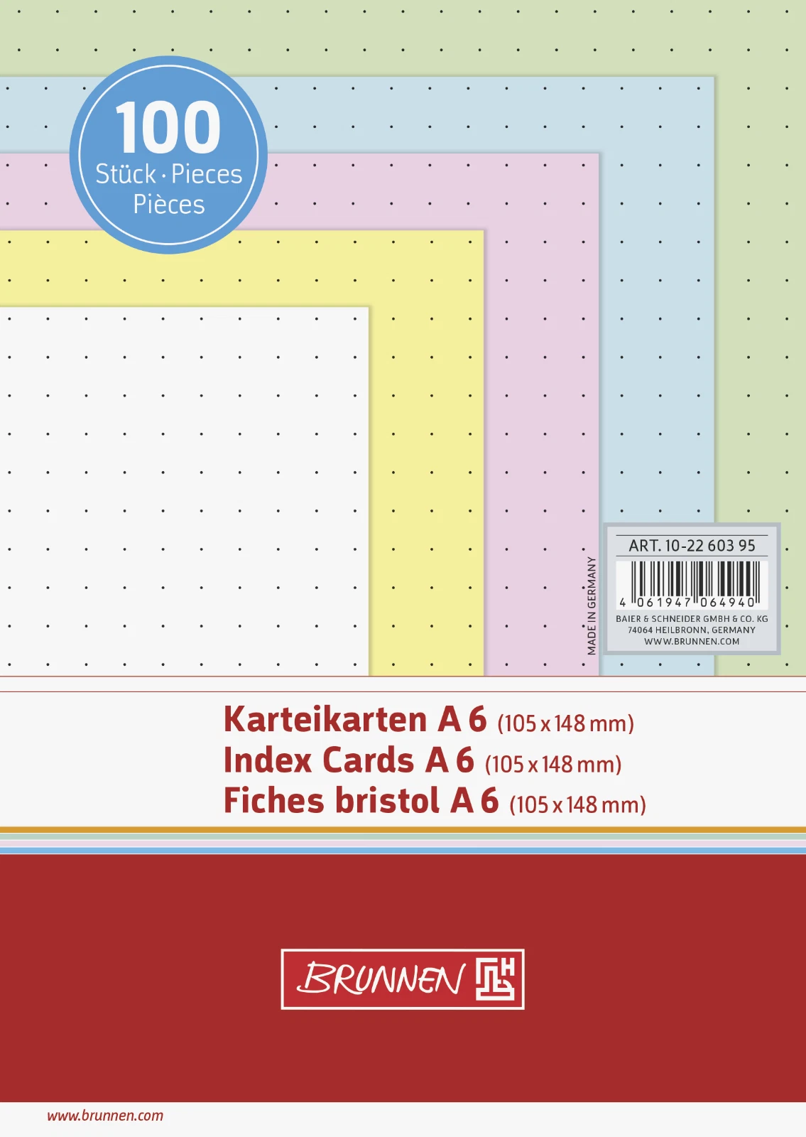 Indecsi autoadezivi, pagemarkere - BR INDEX CARD A6 100/SET  CULORI ASORTATE DOTS 2260395