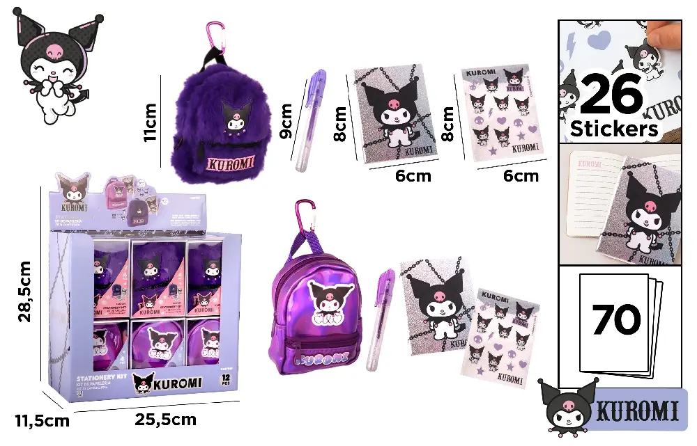 Articole Funny - BRELOC IPB MINI RUCSAC PUF CU PIX SI 26 STICKERE KUROMI KU57009