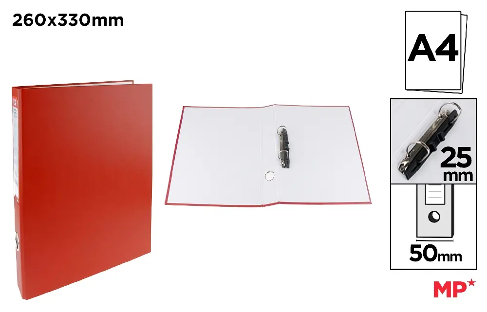 ORGANIZARE SI ARHIVARE - CAIET MECANIC A4 IPB 5CM 2 INELE ROSU PC141-04