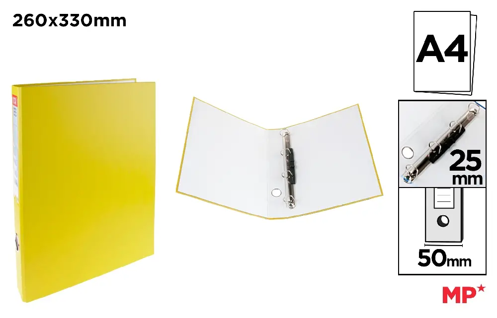 ORGANIZARE SI ARHIVARE - CAIET MECANIC A4 IPB 5CM 4 INELE GALBEN PC140-06