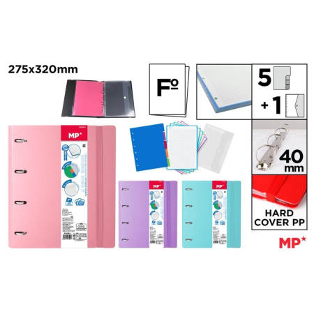 Caiete mecanice A4 - CAIET MECANIC IPB B4 4CM 4 INELE, 5 SEPARATOARE, MAPA DOCUMENTE, REZERVA, PASTEL PC478-1