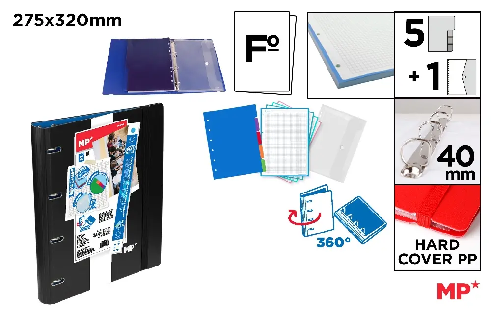 ORGANIZARE SI ARHIVARE - CAIET MECANIC IPB B4 4CM 4 INELE, 5 SEPARATOARE, MAPA DOCUMENTE SI REZERVA PC478-2